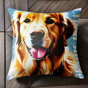 カラフル ゴールデンレトリバー 幸せ 可愛い Tシャツ メンズ クッションカバー 犬柄 45×45cm アニマル柄 おしゃれ クッション本体付き 正方形
