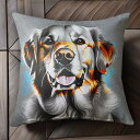犬 ゴールデンレトリバー テキスト カラフル Tシャツ メンズ クッションカバー 犬柄 45×45cm アニマル柄 おしゃれ 可愛い クッション本体付き 正方形