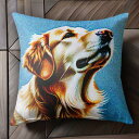 犬 ゴールデンレトリーバー 青背景 Tシャツ メンズ キッズ クッションカバー 犬柄 45×45cm アニマル柄 おしゃれ 可愛い クッション本体付き 正方形