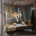 帽子 ゴールデンレトリバー キャンドル 本 テーブル クッションカバー 犬柄 45×45cm アニマル柄 おしゃれ 可愛い クッション本体付き 正方形