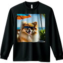 サングラス ポメラニアン ビーチ トロピカル 傘 海 長袖Tシャツ 人間用 メンズ 秋春夏 プリント レジャー アウトドア カジュアル かわいい