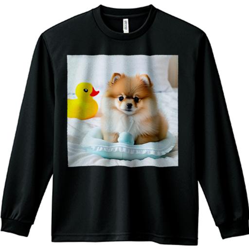 アヒルのおもちゃ ポメラニアン ベビーベッド ベッド 毛布 長袖Tシャツ 人間用 メンズ 秋春夏 プリント..