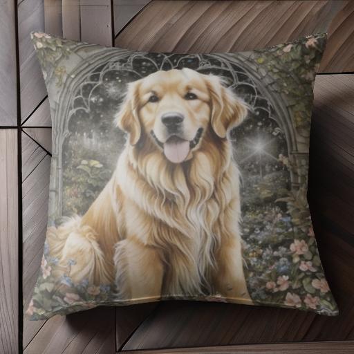 アーチ ゴールデンレトリバー 花 夜空 星 クッションカバー 犬柄 45×45cm アニマル柄 おしゃれ 可愛い クッション本体付き 正方形 アーチ ゴールデンレトリバー 花 夜空 星 クッションカバー 犬柄 45×45cm アニマル柄 おしゃれ 可愛い クッション本体付き 正方形