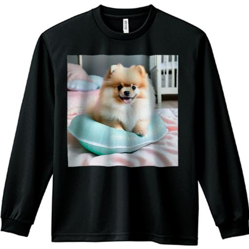 クッション ポメラニアン ベビーベッド ブランケット 長袖Tシャツ 人間用 メンズ 秋春夏 プリント レジ..