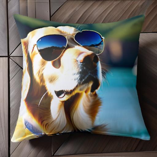サングラス ゴールデンレトリバー 海 ヨット 夏 青空 クッションカバー 45×45cm アニマル柄 おしゃれ ..