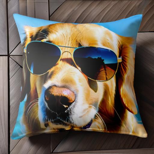 サングラス ゴールデンレトリバー 海 青空 クッションカバー 45×45cm アニマル柄 おしゃれ 可愛い クッ..