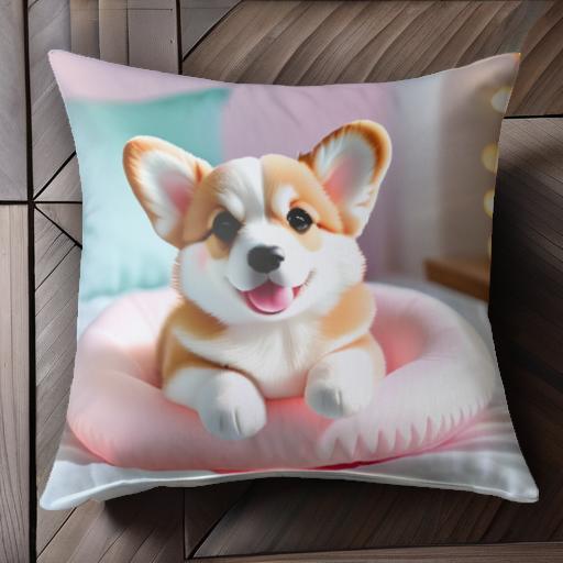 ベッド コーギー 枕 ライト 部屋 クッションカバー 45×45cm アニマル柄 おしゃれ 可愛い クッション本体付き 正方形