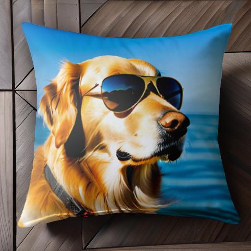 サングラス ゴールデンレトリバー 海 ボート クッションカバー 45×45cm アニマル柄 おしゃれ 可愛い ク..