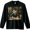 シルクハット ゴールデンレトリバー キャンドル デスク 本 紙 長袖Tシャツ 人間用 メンズ 秋春夏 プリント レジャー アウトドア カジュアル かわいい