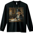 シルクハット ゴールデンレトリバー キャンドル 本 デスク 椅子 長袖Tシャツ 人間用 メンズ 秋春夏 プリント レジャー アウトドア カジュアル かわいい