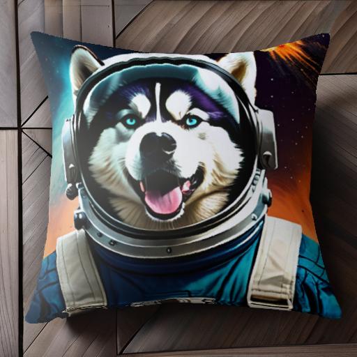 宇宙飛行士 シベリアンハスキー 宇宙 流れ星 クッションカバー 45×45cm アニマル柄 おしゃれ 可愛い クッション本体付き 正方形