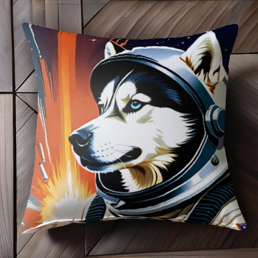 宇宙 シベリアンハスキー 宇宙服 スペース 爆発 ロケット クッションカバー 45×45cm アニマル柄 おしゃれ 可愛い クッション本体付き 正方形