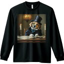 シルクハット ビーグル キャンドル 机 長袖Tシャツ 人間用 メンズ 秋春夏 プリント レジャー アウトドア カジュアル かわいい
