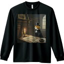 キャンドル ビーグル テーブル 本 壁の装飾 窓 長袖Tシャツ 人間用 メンズ 秋春夏 プリント レジャー アウトドア カジュアル かわいい