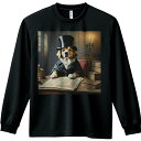 シルクハット 不明 紳士 キャンドル ロウソク 本 長袖Tシャツ 人間用 メンズ 秋春夏 プリント レジャー アウトドア カジュアル かわいい
