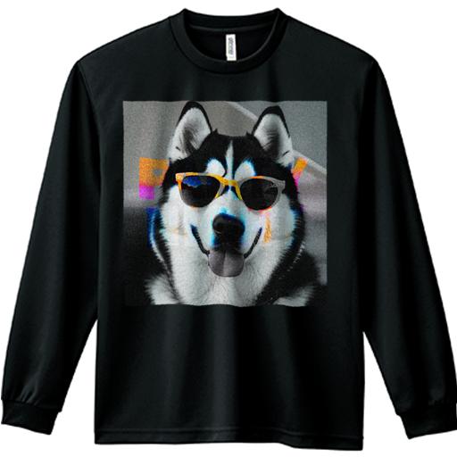 サングラス シベリアンハスキー 舌を出す グラフィックデザイン パーティ 長袖Tシャツ 人間用 メンズ 秋春夏 プリント レジャー アウトドア カジュアル かわいい