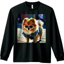 サングラス ポメラニアン ジャケット 犬 太陽 犬のファッション 長袖Tシャツ 人間用 メンズ 秋春夏 プリント レジャー アウトドア カジュアル かわいい