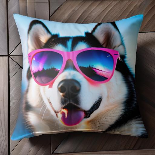 サングラス シベリアンハスキー 雪 笑っている犬 クッションカバー 45×45cm アニマル柄 おしゃれ 可愛い クッション本体付き 正方形 サングラス シベリアンハスキー 雪 笑っている犬 クッションカバー 45×45cm アニマル柄 おしゃれ 可愛い クッション本体付き 正方形
