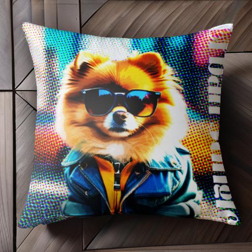 サングラス ポメラニアン デニムジャケット ポップアート アーバンジャングル クッションカバー 45×45cm アニマル柄 おしゃれ 可愛い クッション本体付き 正方形 サングラス ポメラニアン デニムジャケット ポップアート アーバンジャングル クッションカバー 45×45cm アニマル柄 おしゃれ 可愛い クッション本体付き 正方形