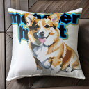 モンスター コーギー テキスト 笑顔 クッションカバー 45×45cm アニマル柄 おしゃれ 可愛い クッション本体付き 正方形