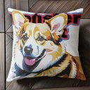 犬 ウェルシュコーギーペンブローク イラスト ポップアート モンスター 文字 クッションカバー 45×45cm アニマル柄 おしゃれ 可愛い クッション本体付き 正方形