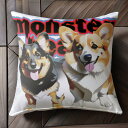 モンスター ウェルシュコーギーペンブローク テキスト カラフル クッションカバー 45×45cm アニマル柄 おしゃれ 可愛い クッション本体付き 正方形