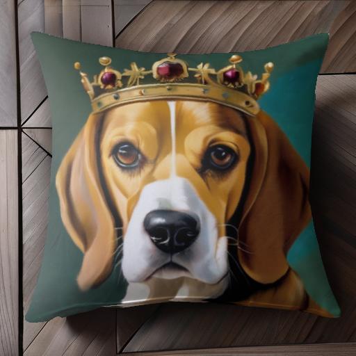 王冠 ビーグル 犬 イラスト 貴族 高貴 クッションカバー 45×45cm アニマル柄 おしゃれ 可愛い クッション本体付き 正方形 王冠 ビーグル 犬 イラスト 貴族 高貴 クッションカバー 45×45cm アニマル柄 おしゃれ 可愛い クッション本体付き 正方形