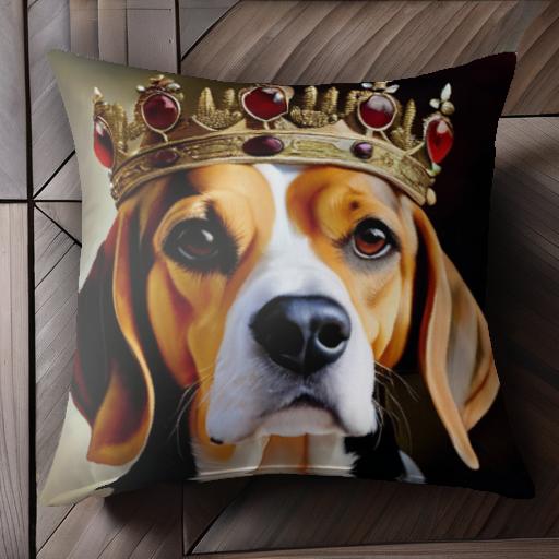 王冠 ビーグル 犬 王様 犬王 貴族 クッションカバー 45×45cm アニマル柄 おしゃれ 可愛い クッション本..