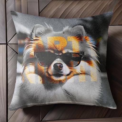 サングラス ポメラニアン 植物 パーティーナイト アウトドア クッションカバー 45×45cm アニマル柄 お..