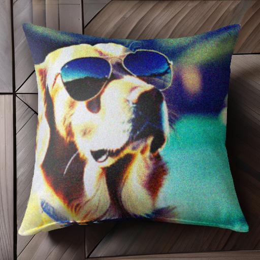 サングラス ゴールデンレトリバー 青空 犬 クッションカバー 45×45cm アニマル柄 おしゃれ 可愛い クッション本体付き 正方形