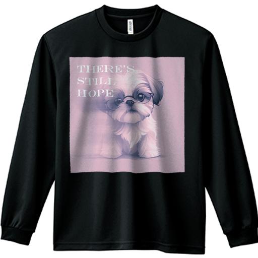 メガネ シーズー 可愛い ピンク メッセージ 長袖Tシャツ 人間用 メンズ 秋春夏 プリント レジャ