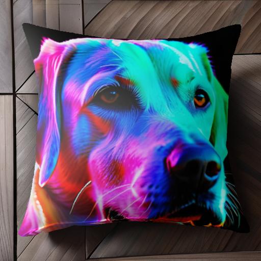ネオン ラブラドールレトリバー カラフル アート 抽象的 光 クッションカバー 45×45cm アニマル柄 おし..