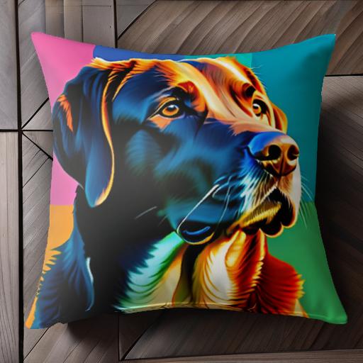 カラフル ラブラドールレトリバー アート 犬の肖像画 モダン クロースアップ クッションカバー 45×45cm アニマル柄 おしゃれ 可愛い クッション本体付き 正方形