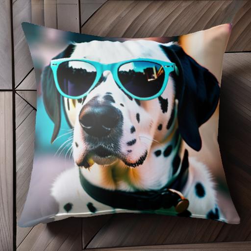 サングラス ダルメシアン 犬 ストリート クッションカバー 45×45cm アニマル柄 おしゃれ 可愛い クッション本体付き 正方形