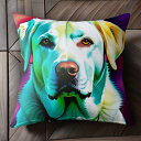 アート ラブラドールレトリーバー カラフル 犬 ポップアート ペット クッションカバー 45×45cm アニマル柄 おしゃれ 可愛い クッション本体付き 正方形