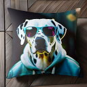 サングラス ダルメシアン パーカー 犬 クッションカバー 45×45cm アニマル柄 おしゃれ 可愛い クッション本体付き 正方形