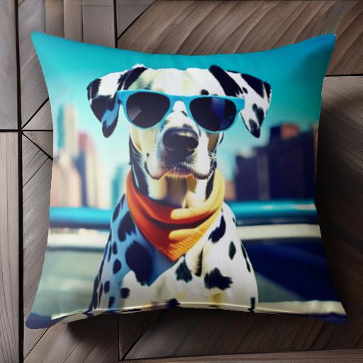 サングラス ダルメシアン バンダナ 都会 ビルディング クッションカバー 45×45cm アニマル柄 おしゃれ ..