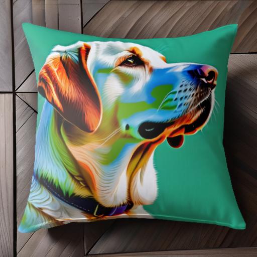 カラフル ラブラドールレトリバー グラフィック 犬 クッションカバー 45×45cm アニマル柄 おしゃれ 可愛い クッション本体付き 正方形