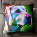 虹色 ラブラドールレトリバー レインボー 犬 アート カラフル クッションカバー 45×45cm アニマル柄 おしゃれ 可愛い クッション本体付き 正方形