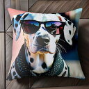サングラス ダルメシアン おしゃれな犬 ドット柄 コート クッションカバー 45×45cm アニマル柄 おしゃれ 可愛い クッション本体付き 正方形