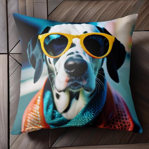サングラス ダルメシアン スカーフ ジャケット クッションカバー 45×45cm アニマル柄 おしゃれ 可愛い ..