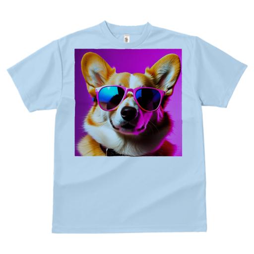 Tシャツ メンズ キッズ 犬ファン 半袖 春夏 プリント カジュアル かわいい 人間用 フィットネス マッチョ サングラス ウェルシュコーギーペンブローク カラフル ピンク おしゃれ 紫