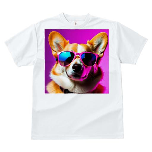 Tシャツ メンズ キッズ 犬ファン 半袖 春夏 プリント カジュアル かわいい 人間用 フィットネス マッチョ サングラス ウェルシュコーギーペンブローク カラフル ピンク おしゃれ 紫