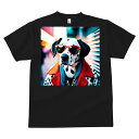 Tシャツ メンズ キッズ 犬ファン 半袖 春夏 プリント カジュアル かわいい 人間用 フィットネス マッチョ サングラス ダルメシアン 赤いコート 街の背景
