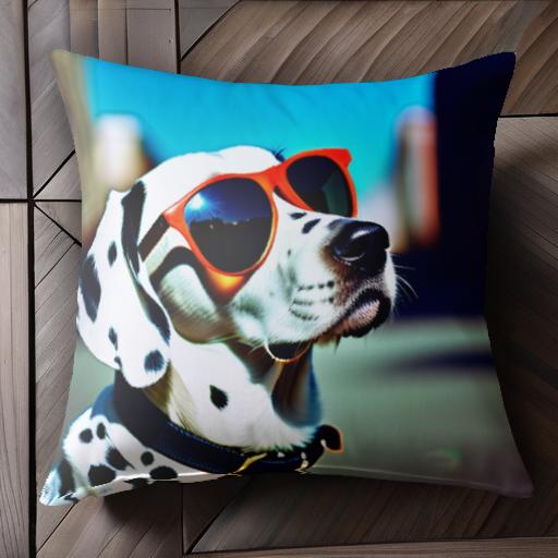サングラス ダルメシアン 街 青空 クッションカバー 45×45cm アニマル柄 おしゃれ 可愛い クッション本..