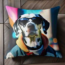 サングラス ダルメシアン パーカー ジャケット クッションカバー 45×45cm アニマル柄 おしゃれ 可愛い クッション本体付き 正方形
