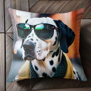 サングラス ダルメシアン 犬用ジャケット 都市背景 オレンジのシャッター クッションカバー 45×45cm アニマル柄 おしゃれ 可愛い クッション本体付き 正方形