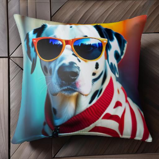 サングラス ダルメシアン セーター ストライプ 犬用ファッション カラフル クッションカバー 45×45cm ..