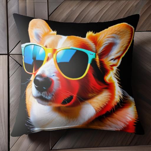 サングラス コーギー おしゃれ カジュアル かわいい カラフル クッションカバー 45×45cm アニマル柄 可..