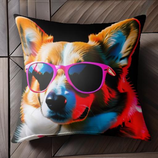 サングラス ウェルシュコーギーペンブローク 犬の首輪 派手な色彩 クッションカバー 45×45cm アニマル柄 おしゃれ 可愛い クッション本体付き 正方形 サングラス ウェルシュコーギーペンブローク 犬の首輪 派手な色彩 クッションカバー 45×45cm アニマル柄 おしゃれ 可愛い クッション本体付き 正方形